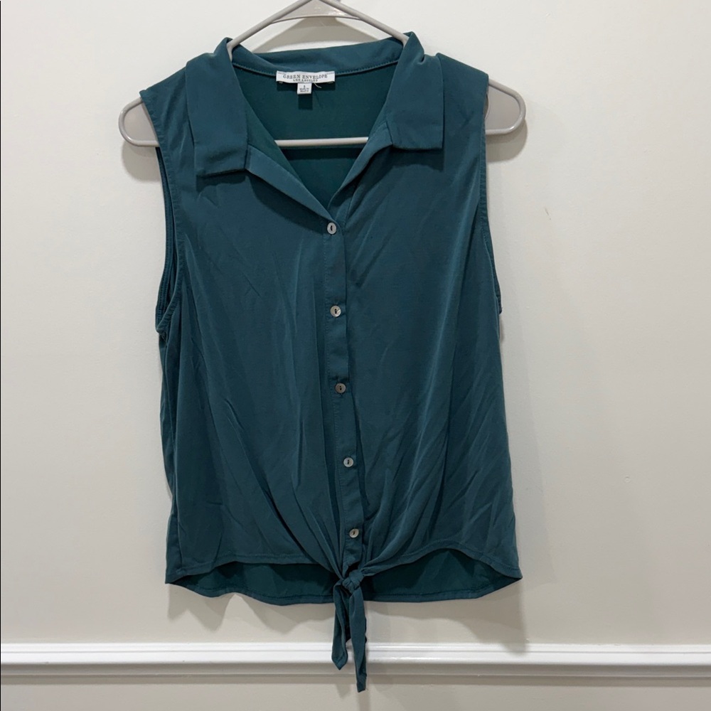 Teal Sleeveless Blouse